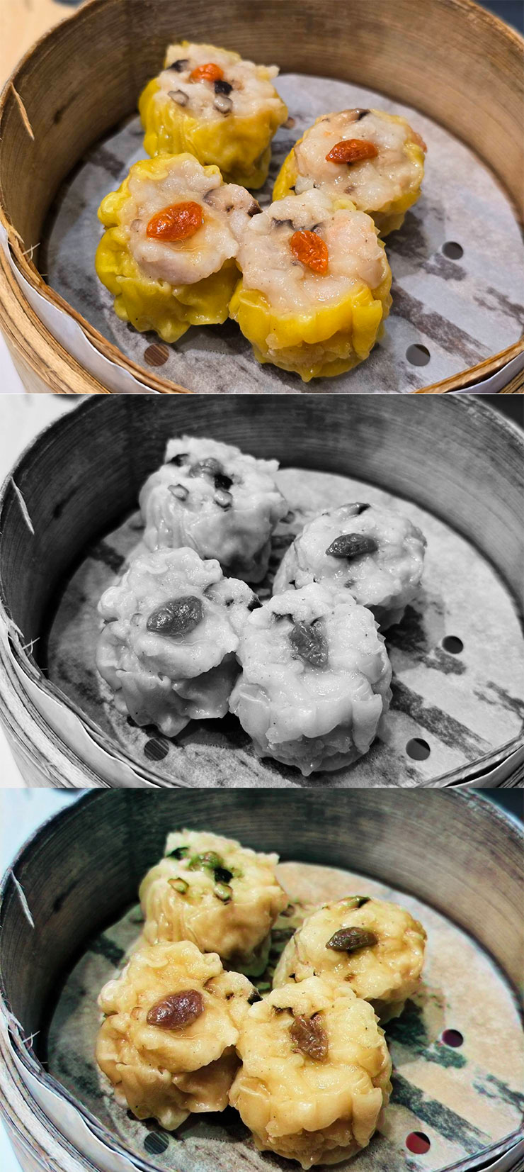 三星 Galaxy S24 系列隱藏 AI 功能實測:黑白照片自動填色功能…這功能感覺有點微妙? - 阿祥的網路筆記本 來比較一下影像原圖(上)、黑白化(中)與 AI 上色結果(下)的差異,這一組是食物,可以發現色彩同樣偏暖色但紅色調的物件偏暗