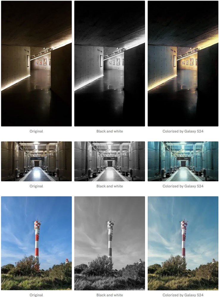 三星 Galaxy S24 系列隱藏 AI 功能實測:黑白照片自動填色功能…這功能感覺有點微妙? - 阿祥的網路筆記本 不同場景的實測結果,圖左為原圖、圖中為黑白化,圖右為 Galaxy S24 的 AI 上色結果