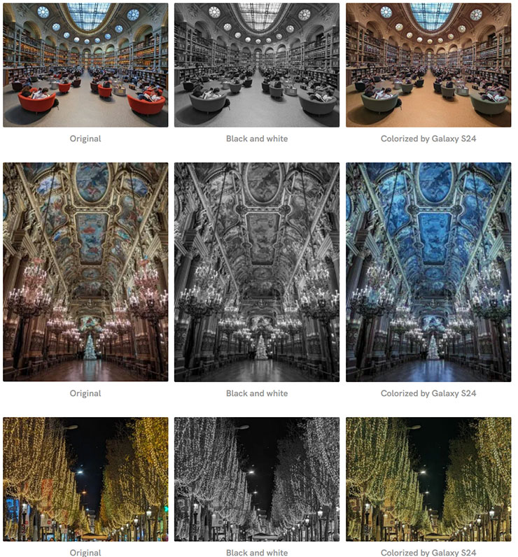 三星 Galaxy S24 系列隱藏 AI 功能實測:黑白照片自動填色功能…這功能感覺有點微妙? - 阿祥的網路筆記本 不同場景的實測結果,圖左為原圖、圖中為黑白化,圖右為 Galaxy S24 的 AI 上色結果