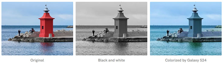 三星 Galaxy S24 系列隱藏 AI 功能實測:黑白照片自動填色功能…這功能感覺有點微妙? - 阿祥的網路筆記本 不同場景的實測結果,圖左為原圖、圖中為黑白化,圖右為 Galaxy S24 的 AI 上色結果,可以發現 AI 對紅色還原很弱