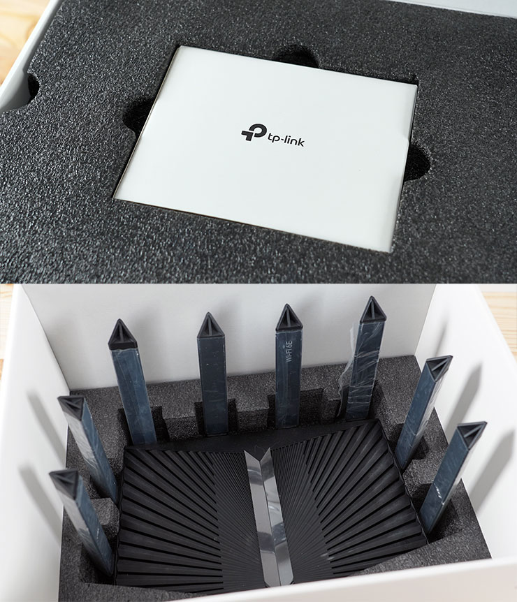 盒內區分為兩層，第一層為配件盒、下層為 Archer AXE95 本體。