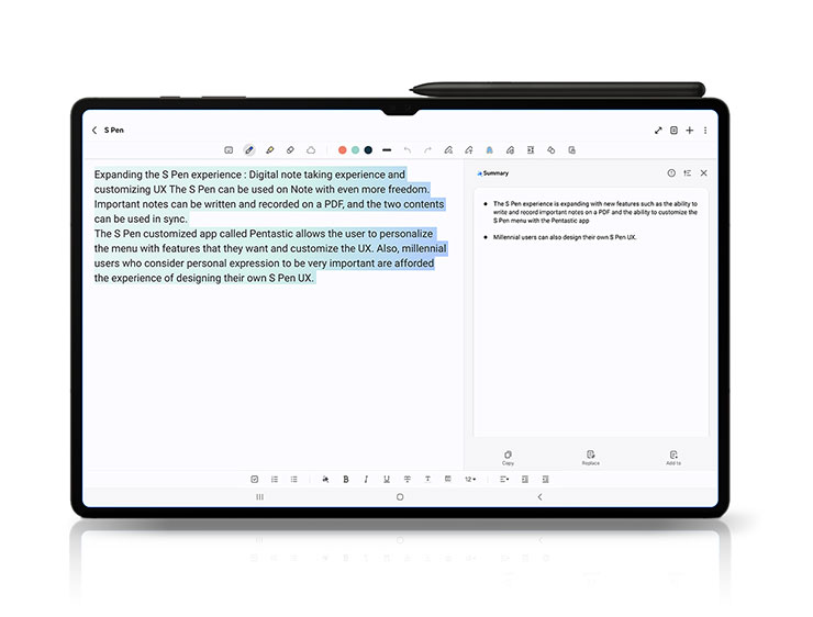 筆記智慧助理可為使用者建立格式、整理重點並翻譯內容