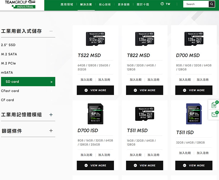 十銓工控系列記憶卡