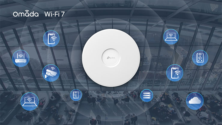 TP-Link Omada 系列支援整合Wi-Fi 7產品，滿足企業不論在使用Wi-Fi 7設備、影音串流或是NAS資料儲存等大型流量需求時傳輸不塞車。