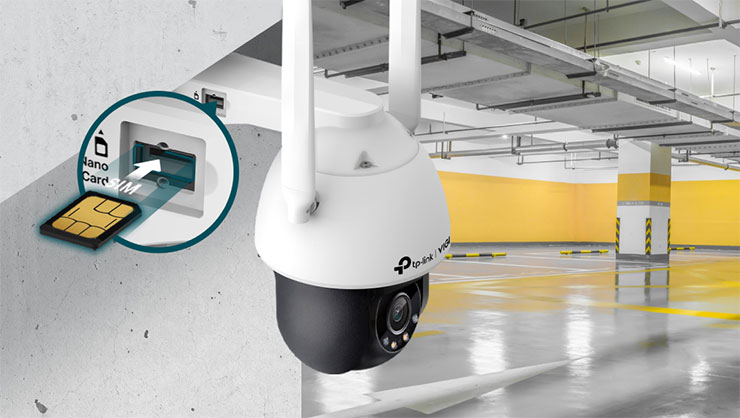 TP-Link VIGI C540-4G戶外全彩旋轉攝影機，簡單插入sim卡即可快速連網，輕鬆安裝享受簡易的監控。