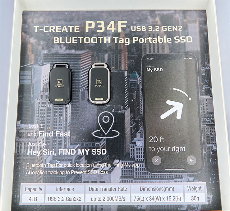 掌握科技前瞻!十銓科技 COMPUTEX 2024 新品一次全覽,持續為 AI、遊戲與創作者助力! - 阿祥的網路筆記本 T-CREATE P34F 外接式 SSD 具備藍牙連結手機的防丟尋找功能。