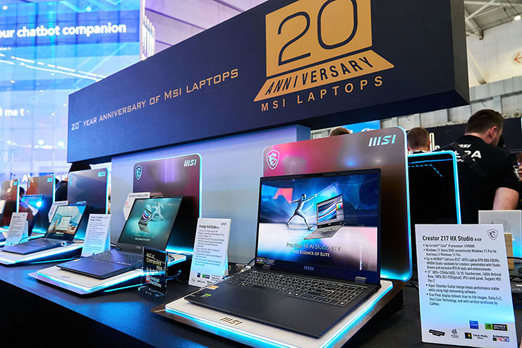 重點新品提前看!MSI 新品全曝光~COMPUTEX 2024 五大重點整理! - 阿祥的網路筆記本 今年適逢 MSI 推出首款筆電屆滿二十週年,現場也可以看到醒目的標示,先前 MSI 也推出專屬展覽回顧了這二十年來 MSI 首創「電競筆電」產品到現今開枝散葉推出創作者、商務…等筆電系列的壯大過程。