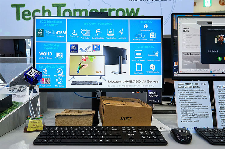 重點新品提前看!MSI 新品全曝光~COMPUTEX 2024 五大重點整理! - 阿祥的網路筆記本 體積與一般商務顯示器相同的 AIO PC Modern AM273Q AI 1UMG。