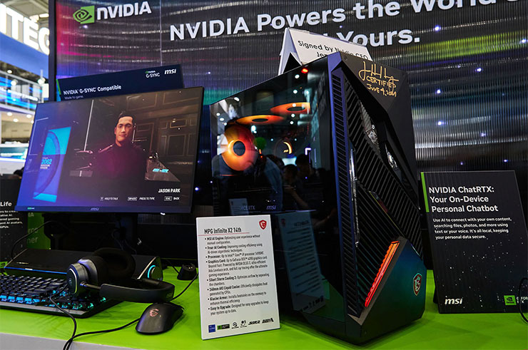 重點新品提前看!MSI 新品全曝光~COMPUTEX 2024 五大重點整理! - 阿祥的網路筆記本 現場還有一台 老黃簽名的 MPG Infinite X2 14th。