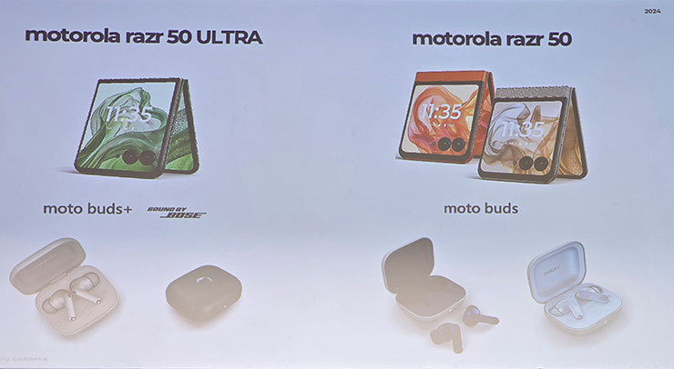 今日記者會上發佈了 razr 50 Ultra 與 razr 50 兩款新機，以及真無線耳機 moto buds+ 與 moto buds。