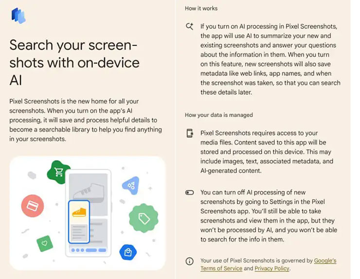 Google AI 的新功能「Screenshots」與「Recall」概念有些類似