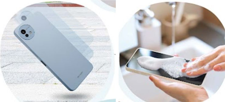 台灣夏普推出 AQUOS R9 徠卡機與超強悍入門機 AQUOS wish4,在台設立手機維修中心強化服務網! - 阿祥的網路筆記本 AQUOS wish4 可以直接使用洗手液、酒精清潔。