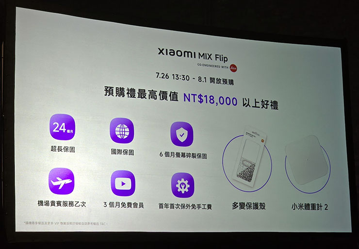 Xiaomi MIX Flip 預購即贈價值新台幣 18000 元以上的贈品與服務