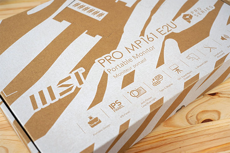 MSI PRO MP161 E2U 的外盒正面同樣羅列了產品的主打特色。