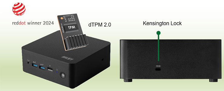 「dTPM 2.0」與「Kensington Lock」硬體防盜設計