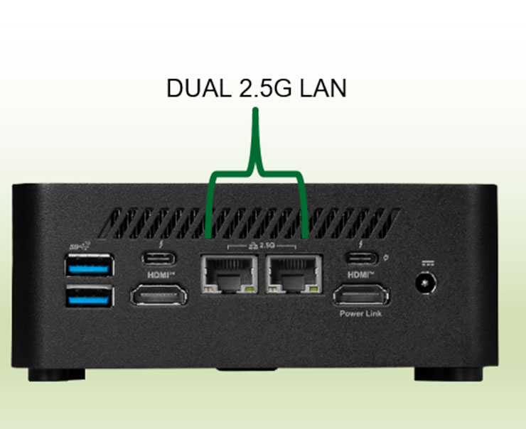 DUAL 2.5G LAN 不僅有驚人的速度，還能簡化故障排除並強化網路分段、安全性與負載平衡問題