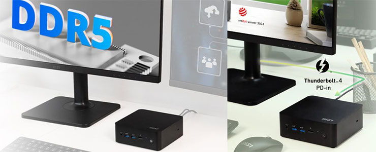 內建 DDR5 記憶體，支援 Thunderbolt 4 PD in，可透過顯示器直接單線輸出視訊與供電