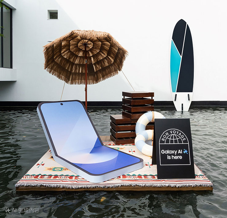 三星聯名 TEN THOUSAND 打造「Galaxy AI 期間限定體驗店」,打造沉浸式 AI 體驗 - 阿祥的網路筆記本 現場也有不少使用摺疊機元素的造景可以拍照打卡唷