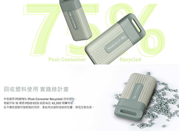 十銓科技 ECO 系列實現綠色科技創新!T-FORCE DELTA RGB ECO DDR5 桌上型記憶體及 TEAMGROUP PD20 ECO 迷你外接式固態硬碟正式推出! - 阿祥的網路筆記本 TEAMGROUP PD20 ECO 迷你外接式固態硬碟