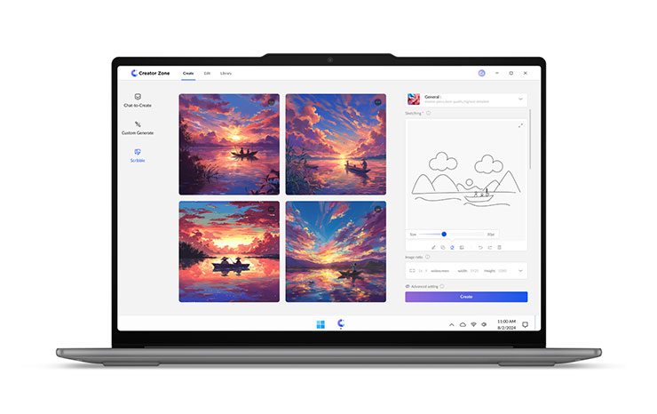 Lenovo Creative Zone根據使用者的輸入內容快速生成圖像，大幅改善用戶的創作過程