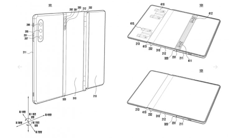 三星在 2021 年就有註冊了向內摺疊兩次的三摺疊設計設計專利