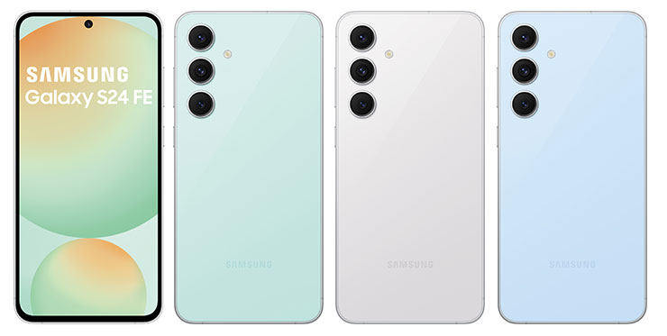 Galaxy S24 FE 迷漾綠、微醺灰、夢境藍三種顏色