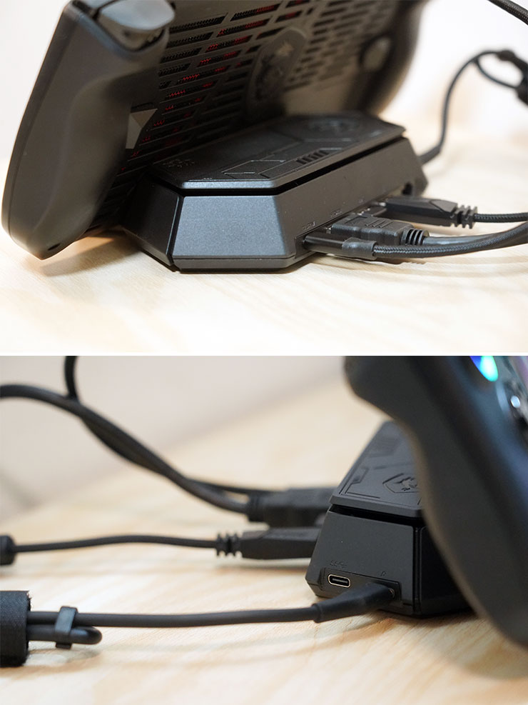 Nest Docking Station 提供了完整的外設擴充性，阿祥連結了外接顯示器與鍵鼠，同時也連結了 100W 的 PD 充電器。