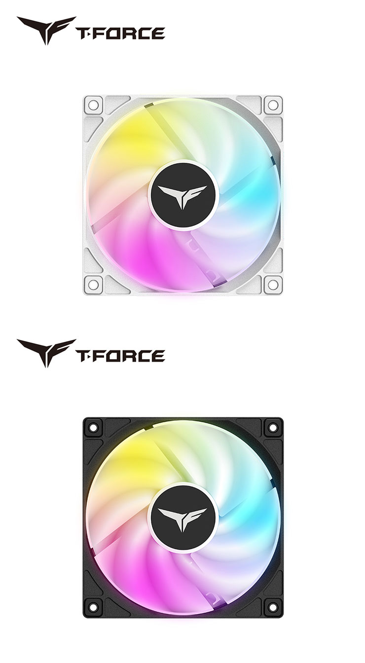 T-FORCE RT-X140 ARGB 風扇 白色與黑色