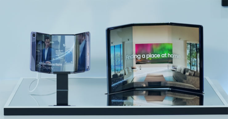 三星顯示器之前展出的三摺疊原型機「Flex G」，被認為是新款三摺疊手機的設計藍本