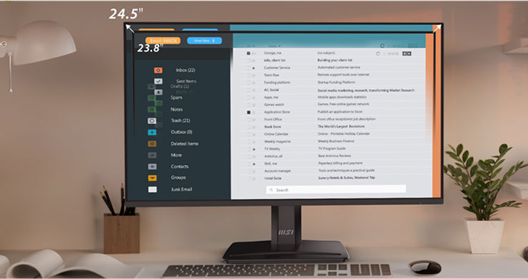 窄邊框、流暢的顯示性能，提升工作效率