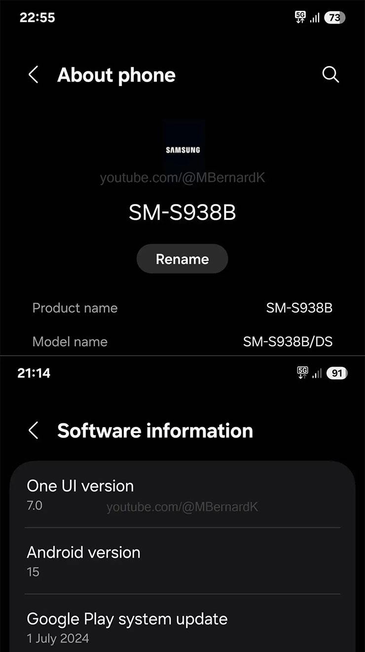 疑似 Galaxy S25 Ultra 內系統資訊與型號