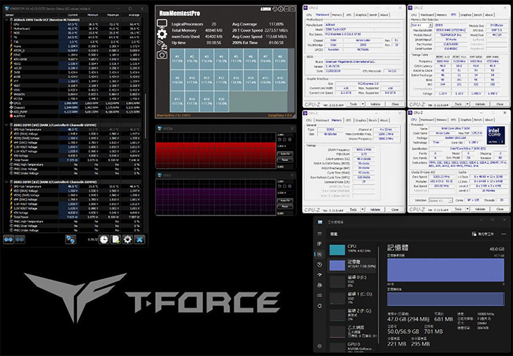 十銓科技推出 T-FORCE XTREEM CKD DDR5 桌上型記憶體,先進時脈驅動技術更穩更快 - 阿祥的網路筆記本 以上為搭配 Intel Core Ultra 7 265K 處理器搭配 ASRock Z890 Taichi OCF 主機板,在超頻 DDR5 10000 MHz 頻率下通過記憶體壓力測試的截圖。