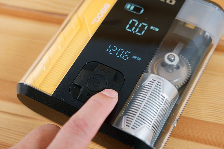 按方向鍵左右可自行調校充氣的數值。