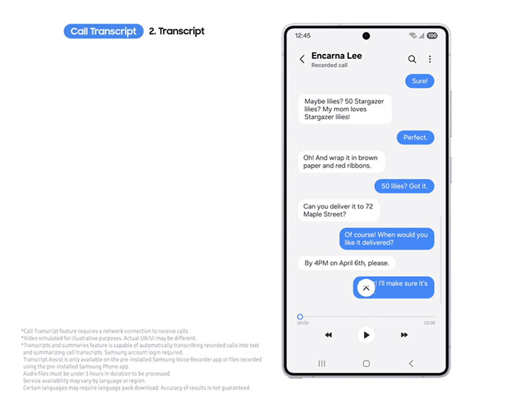 全新的「通話轉錄」功能，可將通話轉為逐字稿記錄，也能摘要重點