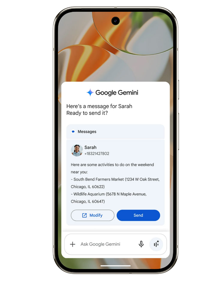 Gemini Live 可透過對話進行跨應用程式的功能執行