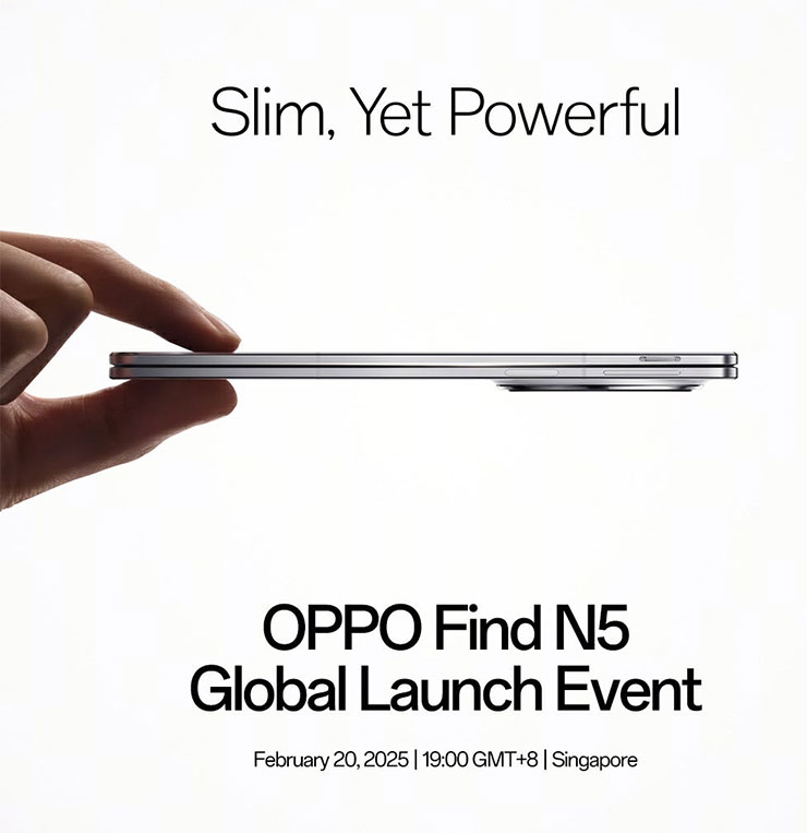 Oppo 將於 2/20 發表「最薄摺疊機」Find N5,摺疊狀態僅 8.93mm 厚,更有驚人堅固性? - 阿祥的網路筆記本 Oppo Find N5 全球發表會的宣傳海報