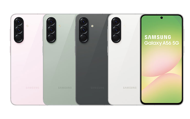 Galaxy A56 5G推出夜遊黑、賞櫻粉、鐵馬灰、野營綠4款顏色。