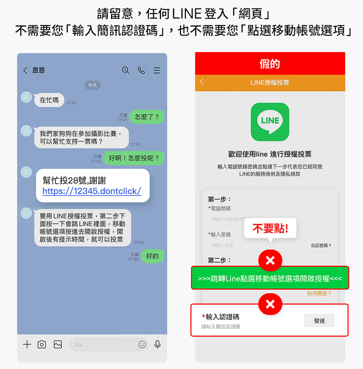 小心 LINE 被盜!帳號簡訊認證碼盜帳手法增加 80%! - 阿祥的網路筆記本 留意「寵物投票」、「幫孩子的繪畫作品投票」等活動,勿在網頁輸入 LINE 簡訊認證碼