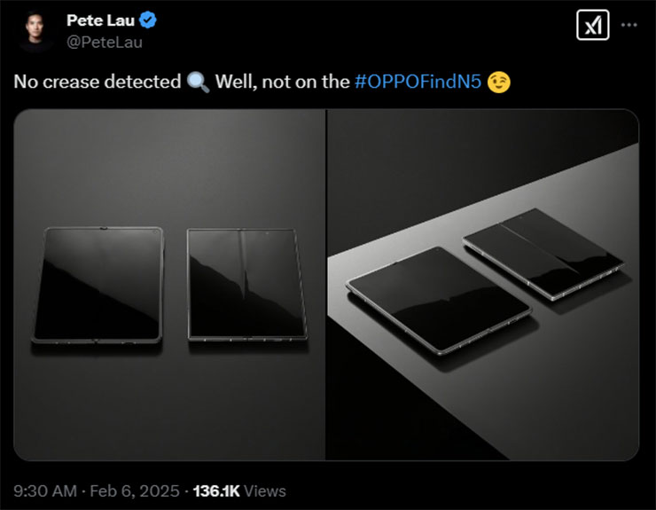 蘋果找到摺疊螢幕「無摺痕」的方法?將採用獨特材料打造 iPhone 摺疊機! - 阿祥的網路筆記本 Oppo Find N5 新推出時的貼文就拿了三星的 Galaxy Z Fold 6 出來對比
