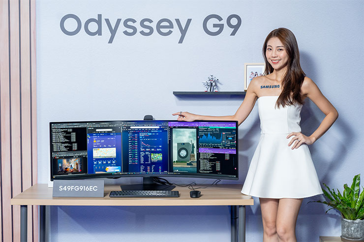 三星 Odyssey G9 以一體化設計支援螢幕切割功能，消除雙螢幕操作的邊框干擾，讓工作與娛樂體驗更流暢。