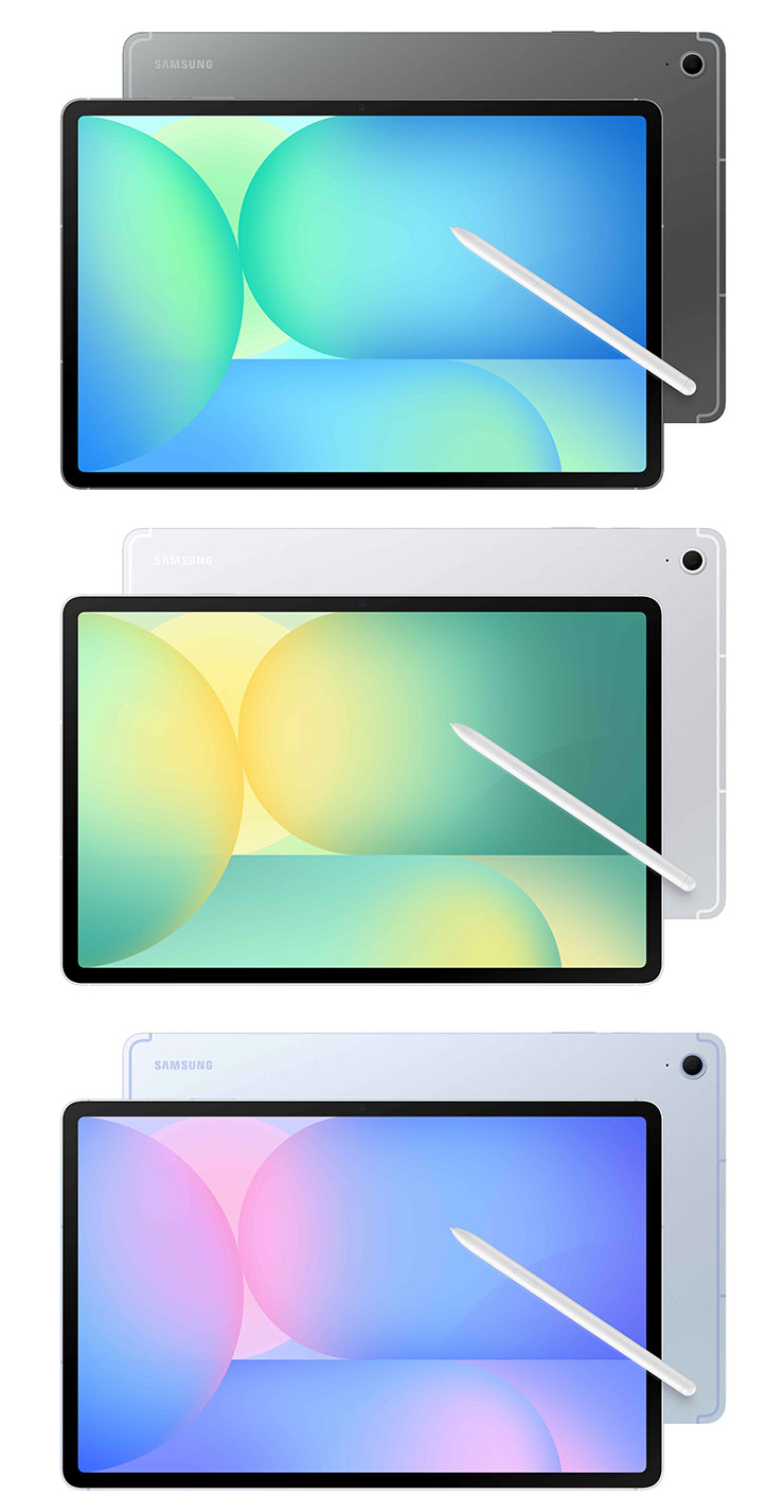 三星推出 Galaxy Tab S10 FE 系列,導入 AI 應用,工作娛樂都升級! - 阿祥的網路筆記本 Galaxy Tab S10 FE 兩款新機皆提供營火灰、流星銀和天幕藍三種款式