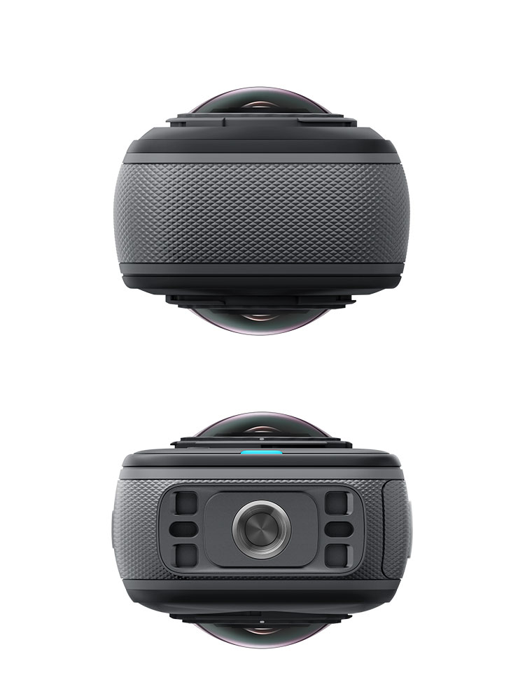 Insta360 X5 機身頂側與底側