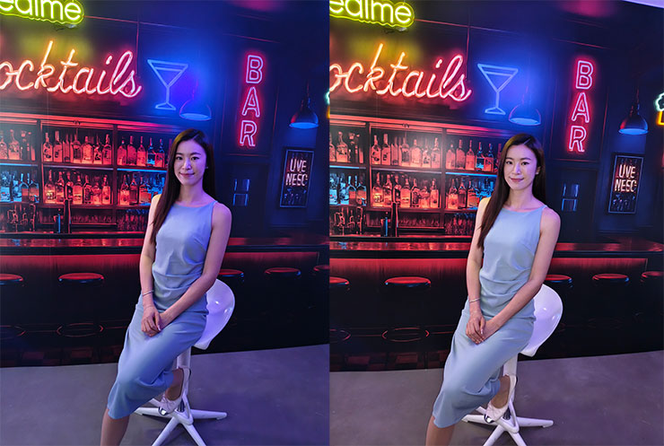 realme 14 Pro首度導入「三閃光燈系統」，圖左為未開啟，圖右為開啟