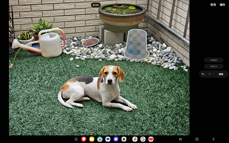 接下來可透選圈選方式快速選擇畫面上想要消除的物件，圈選後點選「清除」。