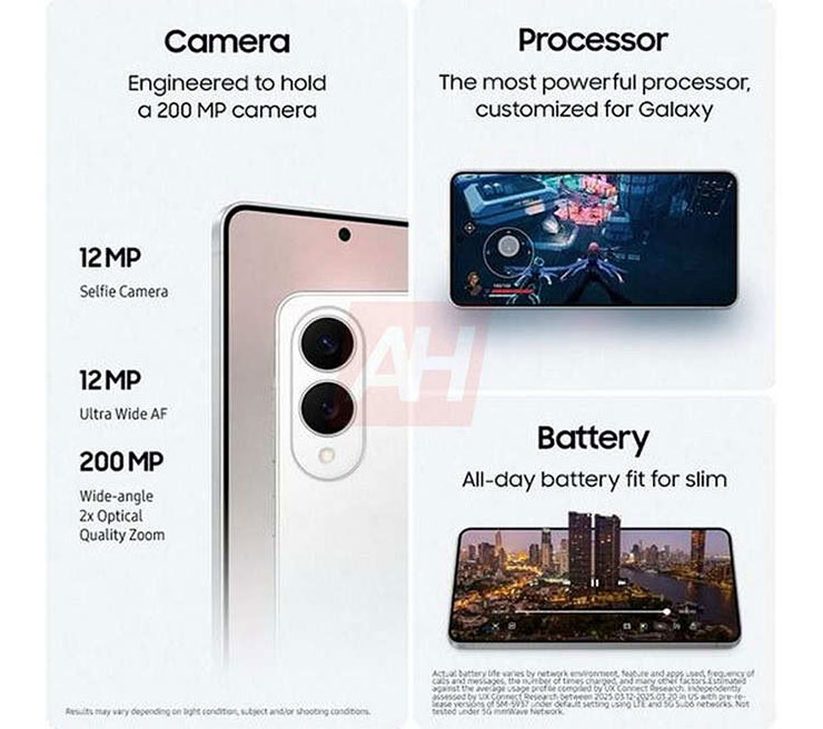 Galaxy S25 Edge 相機、處理器與電池資訊