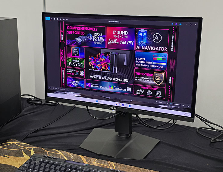 MSI 電競顯示器全面導入 AI 技術,完美防護面板、優化設定全自動~桌機產品整合 Edge AI 實現完美體驗! - 阿祥的網路筆記本 MSI 已經發售的 27 吋 4K240Hz 的 MPG 272URX QD-OLED 電競顯示器,採用三星最新 EL Gen3 面板,畫質細膩度可達 166 ppi,優於前一代的 140 ppi。