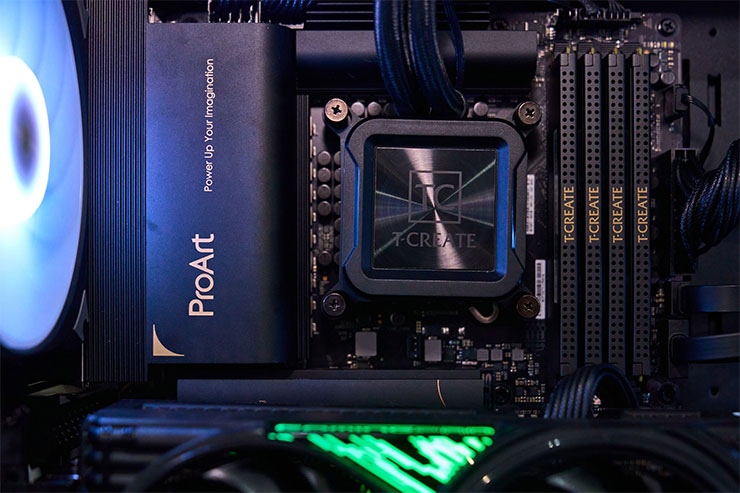 T-CREATE MASTER DDR5 Ai 工作站記憶體實際安裝的樣子。