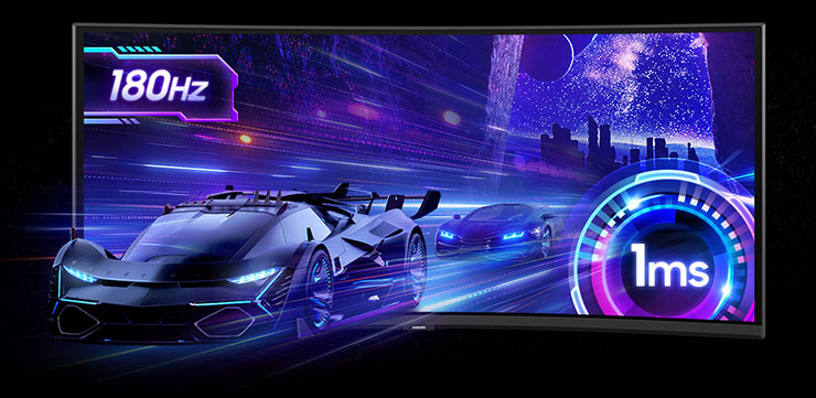 40 吋的 G75F 可支援 180Hz 更新率、1ms 反應速度