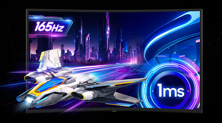 37 吋的 G75F 可支援 165Hz 更新率、1ms 反應速度