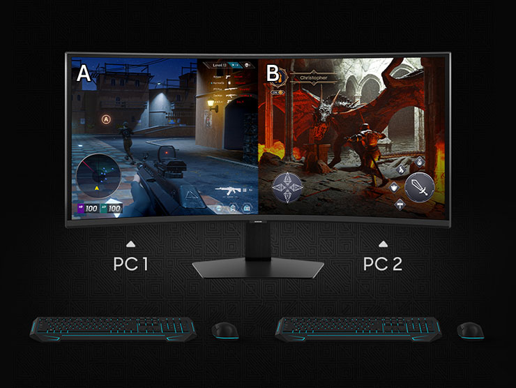 G75F 可支援單一螢幕同時顯示雙訊源